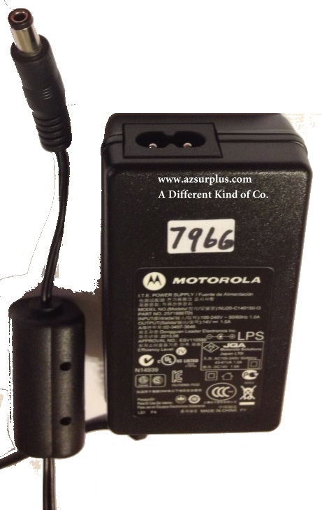 MOTOROLA NU20-C140150-I3 AC ADAPTER 14VDC 1.5A Used -(+) 2.5x5.5